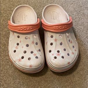 pink floral crocs